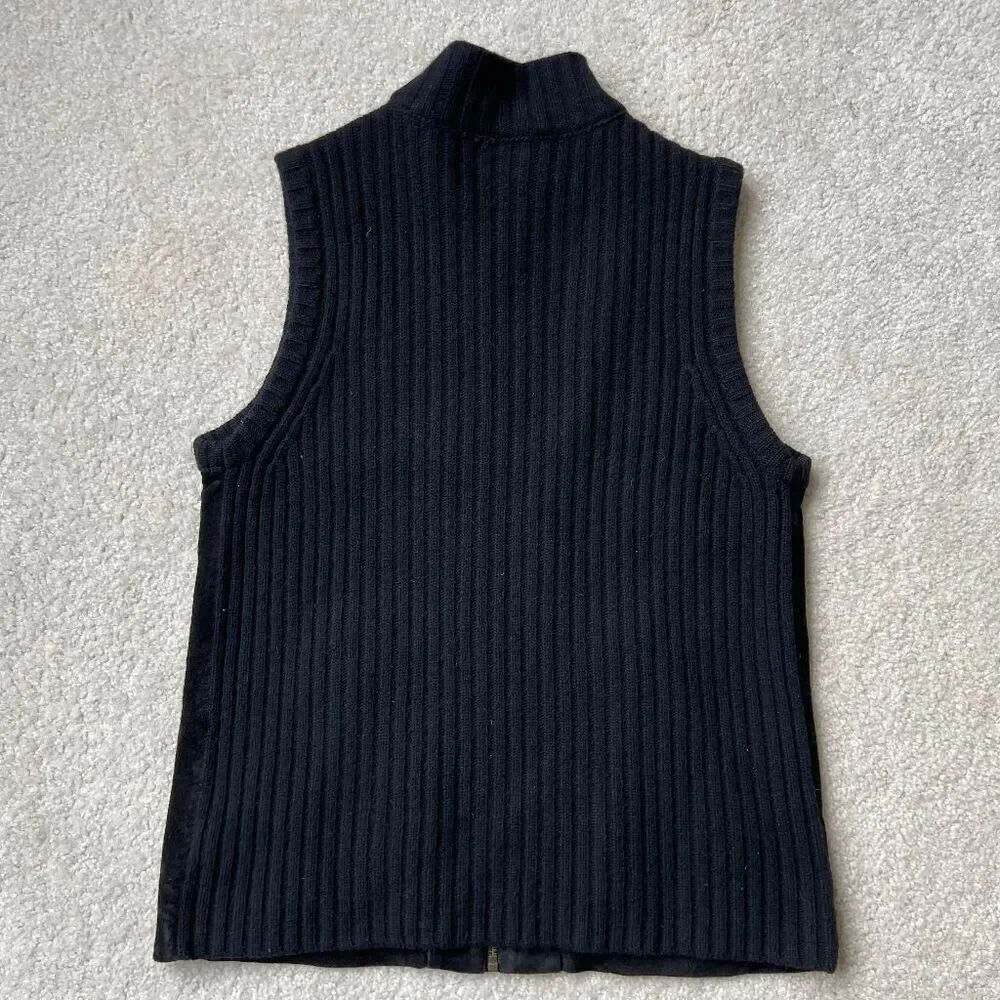 VTG Ralph Lauren Suede & Wool Ribbed Back Waistcoat Vest – S - Picture 6 of 7
